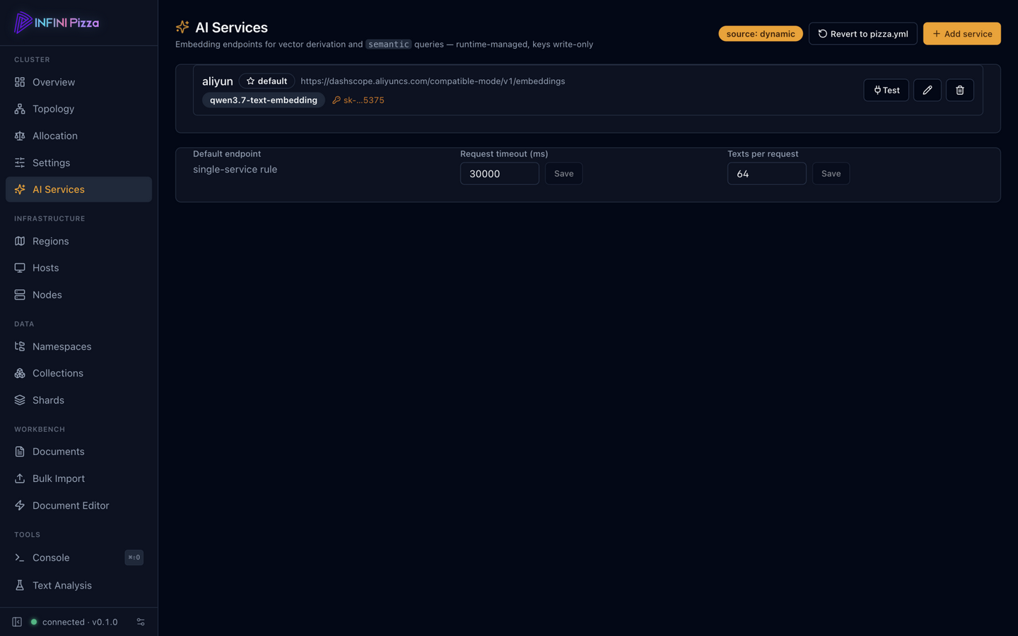 AI services configuration
