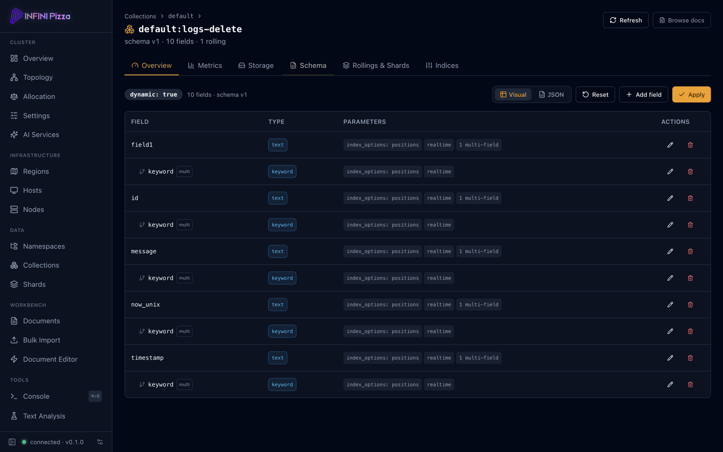 Collection schema editor